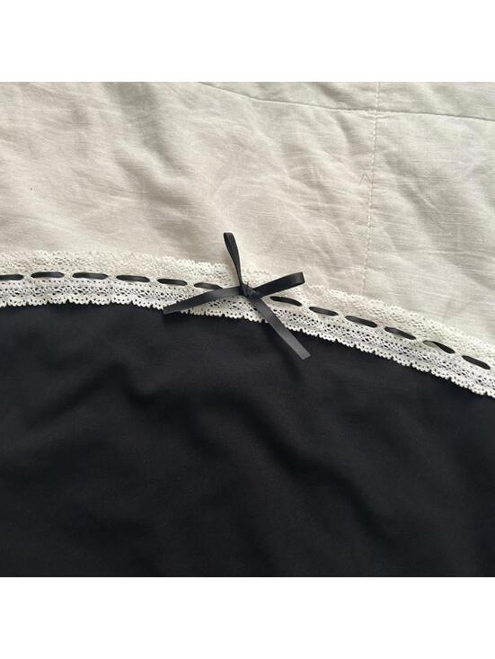 Y2K paper tag Charlotte Russe Black strapless bodycon dress with white lace trim - Picture 2 of 6